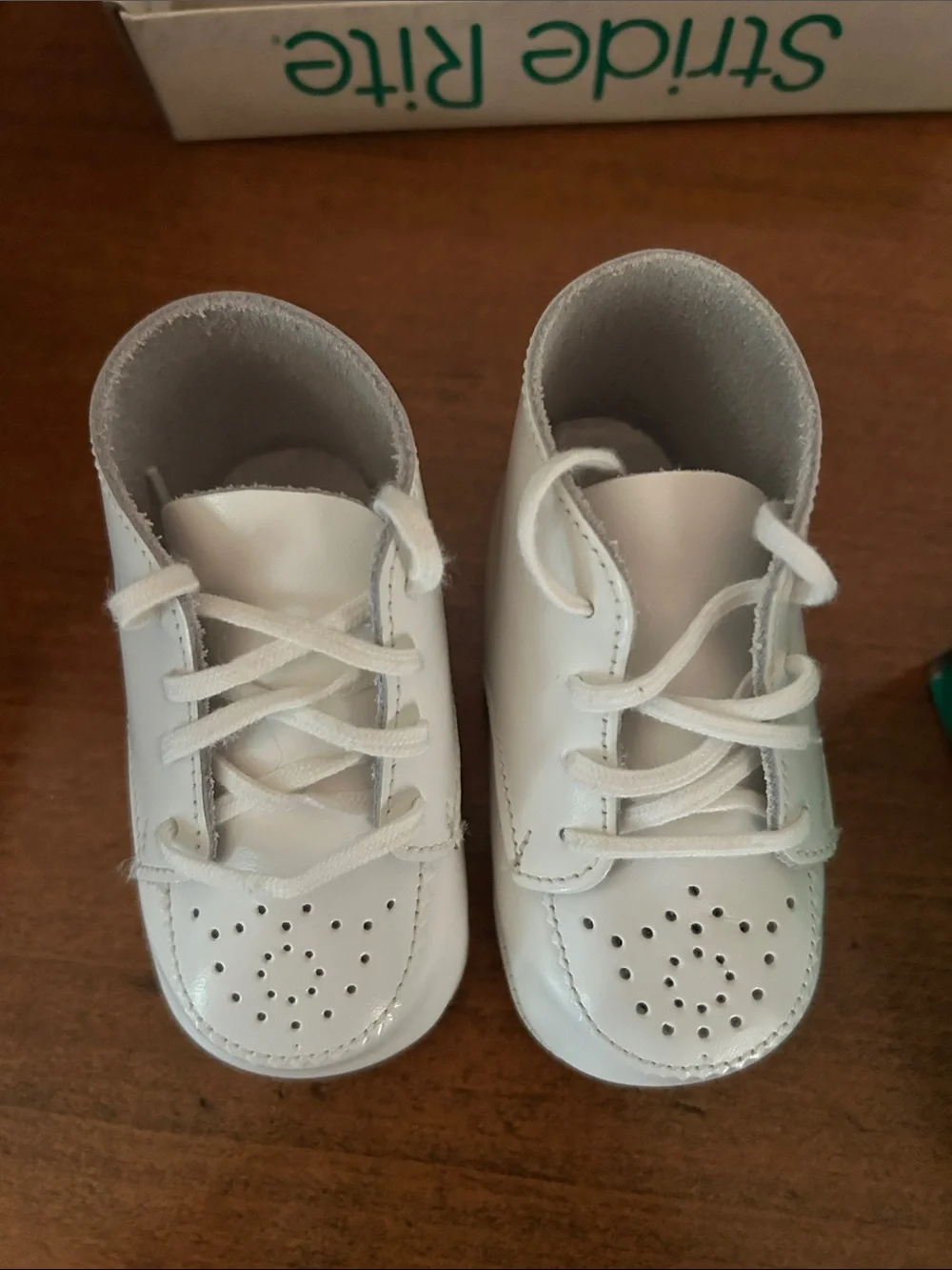 Vintage Stride Rite White Leather Lace-Up Baby Walkers